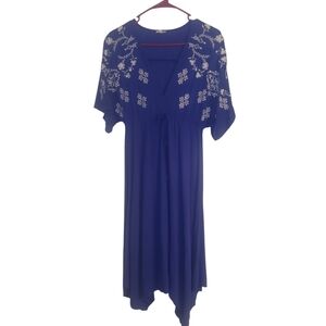 En Creme Anthropologie Handkerchief Hem Midi Dress Embroidered Used Cond…